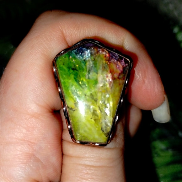 Jewelry - 💍Copper ring Rainbow Solar Agate size 9 ring💍